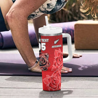 New Zealand And England Rugby Custom Tumbler With Handle Red Rose Mix Maori Pattern LT05 - Polynesian Pride