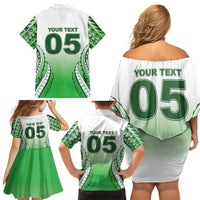 Custom Cook Islands Avaiki Rugby Family Matching Off Shoulder Short Dress and Hawaiian Shirt Go Champions LT05 - Polynesian Pride