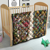 Hawaii And Japan Quilt Tiki With Oni Mask - Polynesian Pride