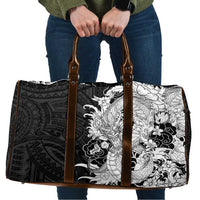 Hawaiian And Japanese Culture Travel Bag Irezumi Dragon With Polynesian Pattern Black LT05 Black - Polynesian Pride