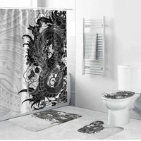 Hawaiian And Japanese Culture Bathroom Set Irezumi Dragon With Polynesian Pattern White LT05 Bathroom Set (4 pcs) White - Polynesian Pride