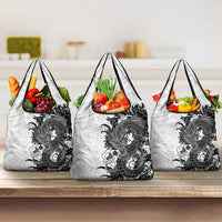 Hawaiian And Japanese Culture Grocery Bag Irezumi Dragon With Polynesian Pattern White LT05 3-pack One Size White - Polynesian Pride
