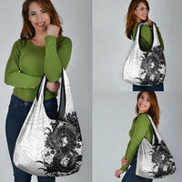 Hawaiian And Japanese Culture Grocery Bag Irezumi Dragon With Polynesian Pattern White LT05 - Polynesian Pride