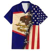 American Samoa Flag Day Family Matching Off Shoulder Long Sleeve Dress and Hawaiian Shirt Polynesian Tribal Pattern LT05 Dad's Shirt - Short Sleeve Blue - Polynesian Pride