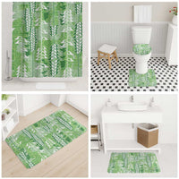 Green Hawaii Tapa Pattern Bathroom Set With Heliconia Vintage Style