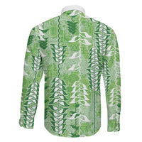 Green Hawaii Tapa Pattern Family Matching Mermaid Dress and Hawaiian Shirt With Heliconia Vintage Style LT05 - Polynesian Pride