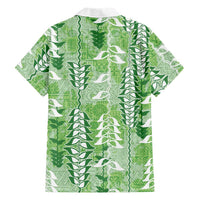 Green Hawaii Tapa Pattern Family Matching Short Sleeve Bodycon Dress and Hawaiian Shirt With Heliconia Vintage Style LT05 - Polynesian Pride