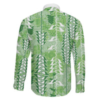 Green Hawaii Tapa Pattern Family Matching Short Sleeve Bodycon Dress and Hawaiian Shirt With Heliconia Vintage Style LT05 - Polynesian Pride
