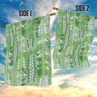 Green Hawaii Tapa Pattern Garden Flag With Heliconia Vintage Style