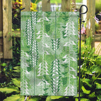 Green Hawaii Tapa Pattern Garden Flag With Heliconia Vintage Style