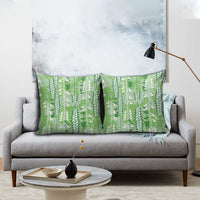 Green Hawaii Tapa Pattern Pillow Cover With Heliconia Vintage Style