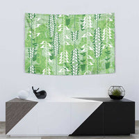 Green Hawaii Tapa Pattern Tapestry With Heliconia Vintage Style