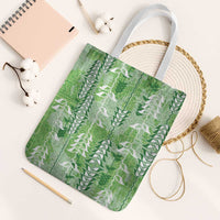 Green Hawaii Tapa Pattern Tote Bag With Heliconia Vintage Style