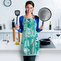 Teal Hawaii Tapa Pattern Apron With Heliconia Vintage Style