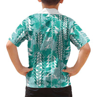 Teal Hawaii Tapa Pattern Hawaiian Shirt With Heliconia Vintage Style