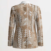 Beige Hawaii Tapa Pattern Blazer With Heliconia Vintage Style