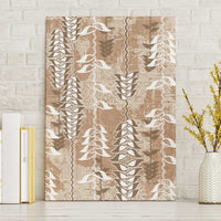 Beige Hawaii Tapa Pattern Canvas Wall Art With Heliconia Vintage Style
