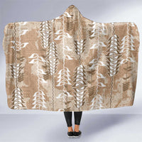 Beige Hawaii Tapa Pattern Hooded Blanket With Heliconia Vintage Style