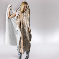 Beige Hawaii Tapa Pattern Hooded Blanket With Heliconia Vintage Style