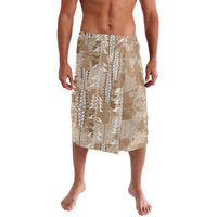 Beige Hawaii Tapa Pattern Lavalava With Heliconia Vintage Style