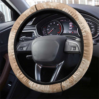 Beige Hawaii Tapa Pattern Steering Wheel Cover With Heliconia Vintage Style