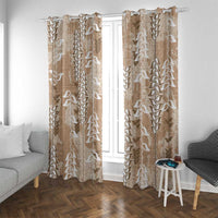 Beige Hawaii Tapa Pattern Window Curtain With Heliconia Vintage Style