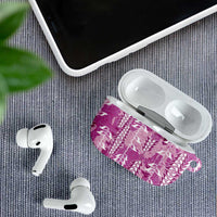 Magenta Hawaii Tapa Pattern AirPods Case With Heliconia Vintage Style
