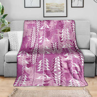 Magenta Hawaii Tapa Pattern Blanket With Heliconia Vintage Style