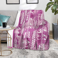 Magenta Hawaii Tapa Pattern Blanket With Heliconia Vintage Style
