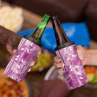 Magenta Hawaii Tapa Pattern 4 in 1 Can Cooler Tumbler With Heliconia Vintage Style