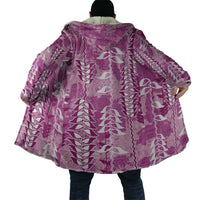 Magenta Hawaii Tapa Pattern Cloak With Heliconia Vintage Style