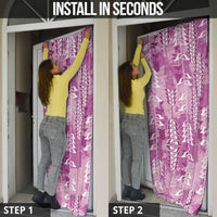 Magenta Hawaii Tapa Pattern Door Cover With Heliconia Vintage Style