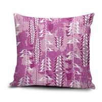 Magenta Hawaii Tapa Pattern Pillow Cover With Heliconia Vintage Style