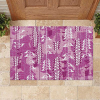 Magenta Hawaii Tapa Pattern Rubber Doormat With Heliconia Vintage Style