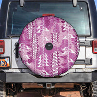 Magenta Hawaii Tapa Pattern Spare Tire Cover With Heliconia Vintage Style