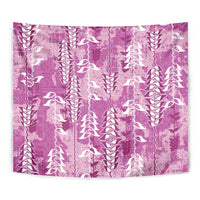 Magenta Hawaii Tapa Pattern Tapestry With Heliconia Vintage Style