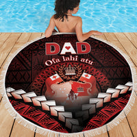 Tonga Happy Father's Day Beach Blanket Ofa Lahi Atu Dad Polynesian Tribal