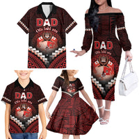 Personalised Tonga Happy Father's Day Family Matching Off The Shoulder Long Sleeve Dress and Hawaiian Shirt Ofa Lahi Atu Dad Polynesian Tribal LT05 - Polynesian Pride