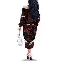 Personalised Tonga Happy Father's Day Family Matching Off The Shoulder Long Sleeve Dress and Hawaiian Shirt Ofa Lahi Atu Dad Polynesian Tribal LT05 - Polynesian Pride