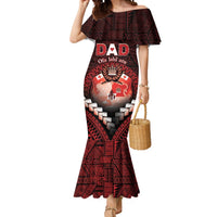 Personalised Tonga Happy Father's Day Mermaid Dress Ofa Lahi Atu Dad Polynesian Tribal LT05 Women Red - Polynesian Pride