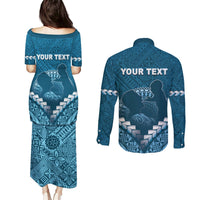 Personalised Fiji Happy Father's Day Couples Matching Puletasi and Long Sleeve Button Shirt Au Lomani Iko Dad Polynesian Tribal LT05 - Polynesian Pride