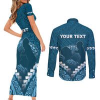 Personalised Fiji Happy Father's Day Couples Matching Short Sleeve Bodycon Dress and Long Sleeve Button Shirt Au Lomani Iko Dad Polynesian Tribal LT05 - Polynesian Pride