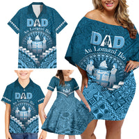 Personalised Fiji Happy Father's Day Family Matching Off Shoulder Short Dress and Hawaiian Shirt Au Lomani Iko Dad Polynesian Tribal LT05 - Polynesian Pride