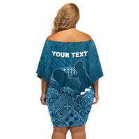 Personalised Fiji Happy Father's Day Family Matching Off Shoulder Short Dress and Hawaiian Shirt Au Lomani Iko Dad Polynesian Tribal LT05 - Polynesian Pride