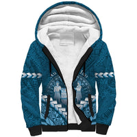 Personalised Fiji Happy Father's Day Sherpa Hoodie Au Lomani Iko Dad Polynesian Tribal LT05 Unisex Blue - Polynesian Pride