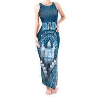 Personalised Fiji Happy Father's Day Tank Maxi Dress Au Lomani Iko Dad Polynesian Tribal LT05 Women Blue - Polynesian Pride