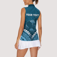 Personalised Fiji Happy Father's Day Women Sleeveless Polo Shirt Au Lomani Iko Dad Polynesian Tribal LT05 - Polynesian Pride