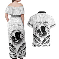 Personalised New Zealand Happy Father's Day Couples Matching Off Shoulder Maxi Dress and Hawaiian Shirt Aroha Ahau Ki A Koe Papa Polynesian Tribal LT05 - Polynesian Pride
