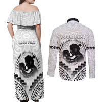 Personalised New Zealand Happy Father's Day Couples Matching Off Shoulder Maxi Dress and Long Sleeve Button Shirt Aroha Ahau Ki A Koe Papa Polynesian Tribal LT05 - Polynesian Pride