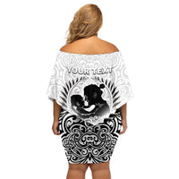 Personalised New Zealand Happy Father's Day Family Matching Off Shoulder Short Dress and Hawaiian Shirt Aroha Ahau Ki A Koe Papa Polynesian Tribal LT05 - Polynesian Pride